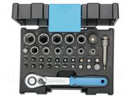Wrench-set; 6-angles,rattle,socket bits,socket spanner; 1/4" GEDORE