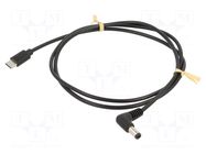 Cable; USB C plug,DC 5,5/2,5 plug; angled; black; 1m; Core: Cu GOOBAY