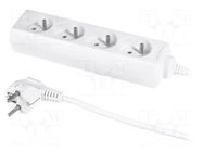 Extension lead; 3x1mm2; 3m; Sockets no: 4; PVC; white; Schuko; 10A PLASTROL