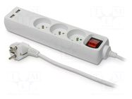 Extension lead; 3x1mm2; 5m; Sockets no: 5; PVC; white; Schuko; 10A PLASTROL