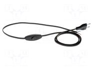 Cable; 2x0.75mm2; CEE 7/16 (C) plug,wires; PVC; 2m; with switch PLASTROL