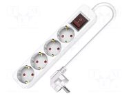 Extension lead; 3x1.5mm2; 5m; PVC; white; Sockets no: 4; 16A PLASTROL