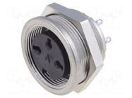 Connector: M16; socket; female; PIN: 3; 5A; 300V; C091A; soldering AMPHENOL