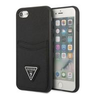 Guess GUHCI8PSATPK iPhone 7/8 SE 2020 / SE 2022 hardcase black/black hardcase Saffiano Triangle Logo Cardslot, Guess