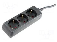 Extension lead; 3G1.5mm2; 3m; Sockets no: 3; PVC; black; 16A AS SCHWABE