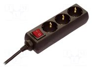 Extension lead; 3G1.5mm2; 5m; Sockets no: 3; PVC; black; 16A AS SCHWABE