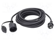 Extension lead; 3G2.5mm2; 5m; rubber; black; Sockets no: 1; 16A AS SCHWABE