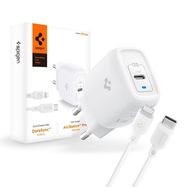 Spigen PE2C10CL 1-PORT NETWORK CHARGER PD20W + Lightning MFi CABLE WHITE, Spigen