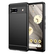 Carbon Case for Google Pixel 7a, flexible silicone carbon cover, black, Hurtel