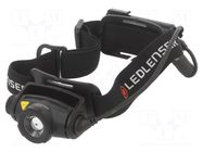 Torch: LED headtorch; IP67; 15lm,200lm,350lm; 20h; black LEDLENSER