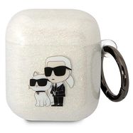 Karl Lagerfeld KLA2HNKCTGT Airpods 1/2 cover transparent Gliter Karl&amp;Choupette, Karl Lagerfeld