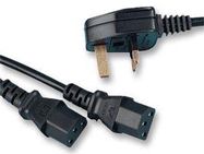 LEAD UK PLUG TO 2X IEC C13 SKT BLK 5.5M