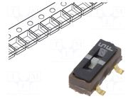 Switch: slide; Pos: 3; SPDT; 0.1A/6VDC; ON-OFF-ON; SMT; 6x2.5x2.5mm Nidec Copal Electronics