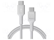 Cable; USB 2.0; USB C plug,both sides; 1.2m; white; 480Mbps; 100W GREEN CELL