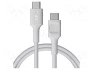 Cable; USB 2.0; USB C plug,both sides; 1.2m; white; PVC; 480Mbps GREEN CELL