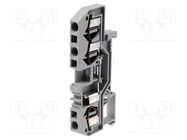 Splice terminal: rail; 4mm2; ways: 1; terminals: 3; grey; 281; TS35 WAGO