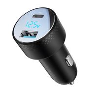 Car charger with voltmeter 53W (USB C, USB) Joyroom JR-CCD01 black, Joyroom