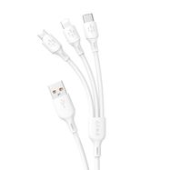 USB cable - USB C / micro USB / Lightning 480Mb/s 6A 1.2m - white, Dudao