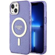 Guess Glitter Gold MagSafe case for iPhone 14 - purple, Guess