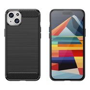 Flexible carbon pattern case for iPhone 15 Plus Carbon Case - blue, Hurtel