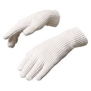 Braided telephone gloves with cutouts for fingers - beige, Hurtel