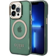 Guess GUHMP14XHTCMA iPhone 14 Pro Max 6.7" green/khaki hard case Gold Outline Translucent MagSafe, Guess