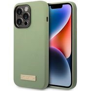 Guess Silicone Logo Plate MagSafe case for iPhone 14 Pro Max - green, Guess
