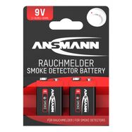 Alkaline Battery 6F22 (1604, 6LR61, 522) 9V smoke detector, 2pcs blister ANSMANN