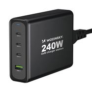Wozinsky WGCSB 240W GaN Wall Charger USB-A / 3 x USB-C - Black, Wozinsky