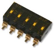 DIP SW, SPST, 0.025A/24VDC, 5 POS, SMD