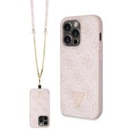 Guess GUHCP14LP4TDSCPP case for iPhone 14 Pro - pink Crossbody 4G Metal Logo, Guess