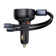 Baseus Enjoyment USB-A car charger with USB-C / Lightning 60W cable - black, Baseus