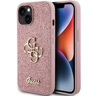 Guess Glitter Script Big 4G case for iPhone 15 - pink, Guess