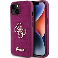 Guess Glitter Script Big 4G case for iPhone 15 - purple, Guess