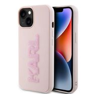 Karl Lagerfeld 3D Rubber Glitter Logo case for iPhone 15 - pink, Karl Lagerfeld