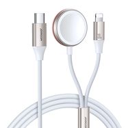 Joyroom 2 in 1 Lightning cable and inductive charger for Apple Watch 1.5m white (S-IW012), Joyroom