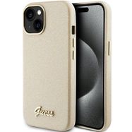 Guess Glitter Glossy Script case for iPhone 15 - gold, Guess