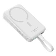 Baseus Magnetic Mini MagSafe 10000mAh 30W powerbank with built-in USB-C cable - white + Baseus Simple Series USB-C - USB-C 60W 0.3m cable, Baseus