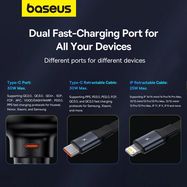 Baseus Enjoyment Pro USB-C (female) / Lightning (male) 60W car charger - black, Baseus