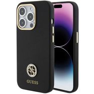 Guess Silicone Logo Strass 4G Case for iPhone 15 Pro - Black, Guess