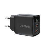 Choetech PD6051 USB-C USB-C PD 35W GaN wall charger with display - black, Choetech