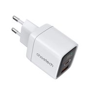 Choetech PD6052 USB-C USB-A PD 35W GaN wall charger with display - white, Choetech