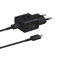 Samsung EP-T2510XBEGEU 25W SFC GaN wall charger with USB-C cable - black, Samsung