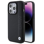 BMW Leather Textured & Stripe case for iPhone 15 Pro - black, BMW