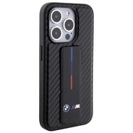 BMW Grip Stand Smooth & Carbon case for iPhone 15 Pro - black, BMW