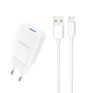 Dudao A4EU USB-A 2.1A wall charger - white + USB-A - micro USB cable, Dudao