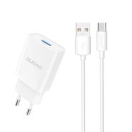 Dudao A4EU USB-A 2.1A wall charger - white + USB-A - USB-C cable, Dudao