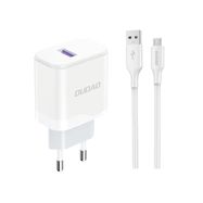 Dudao A20EU USB-A 18W network charger - white + USB-A - micro USB cable, Dudao