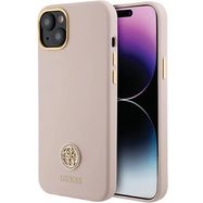 Guess Silicone Logo Strass 4G case for iPhone 15 - light pink, Guess