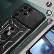 Hybrid Armor Camshield case for Samsung Galaxy S24 Ultra armored with camera cover - black, Hurtel